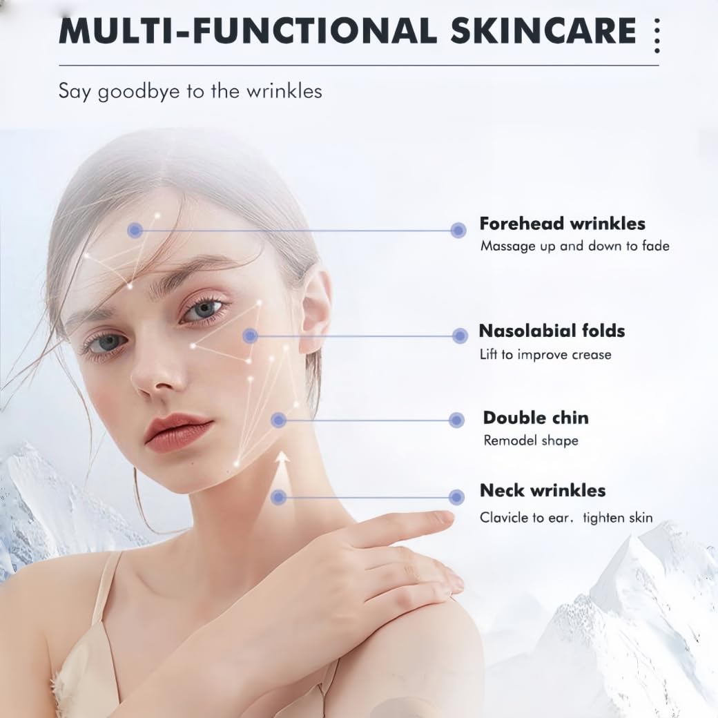 Masajeador facial y de cuello, terapia de luz roja para cara y cuello, vibración, refrigeración y funciones térmicas para el cuidado de la piel, dispositivo masajeador facial antienvejecimiento