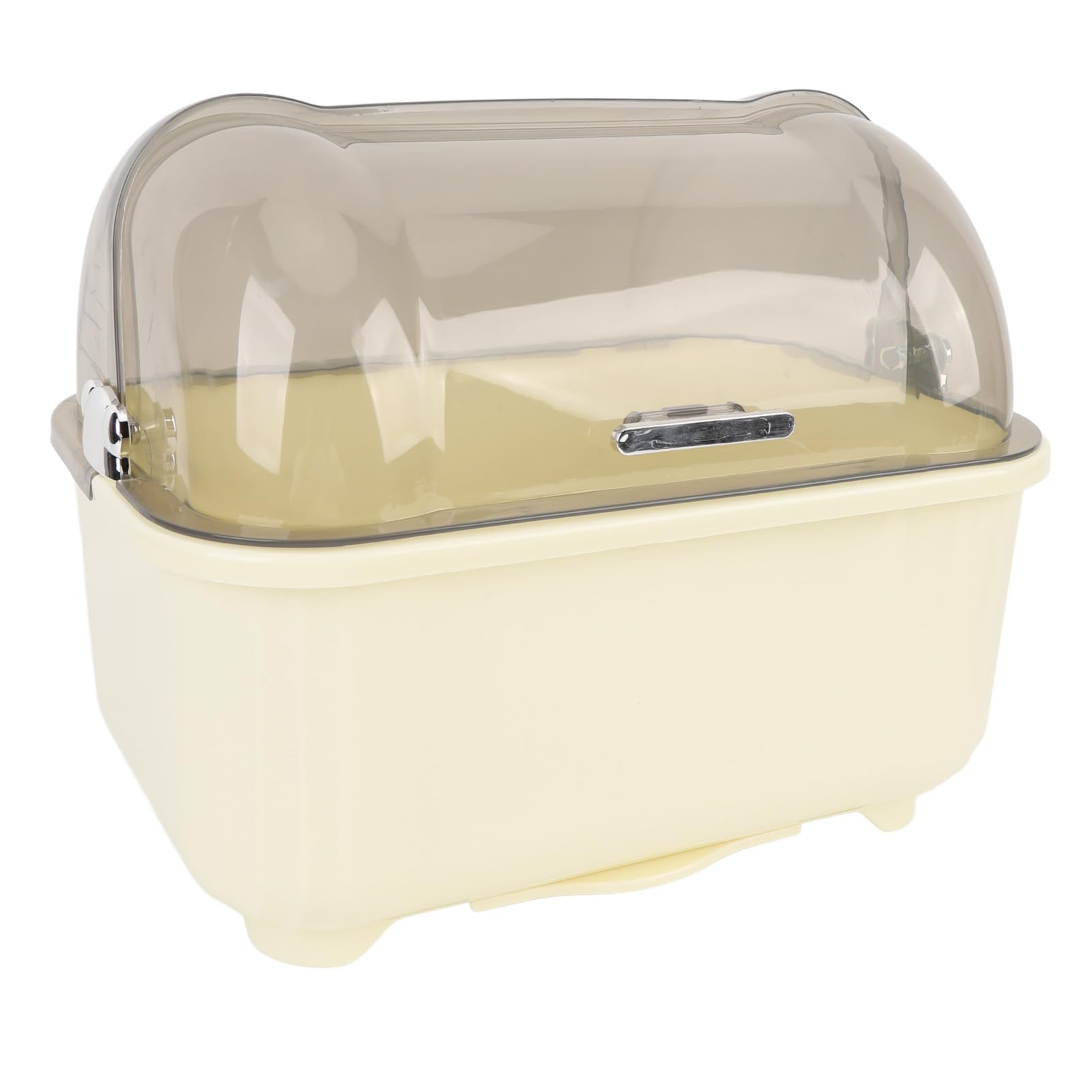 Srliya Dish Drying Box Efficient Drainage, Large Capacity with Dust Proof Cover, Convenient for Kitchen, PP Plastic, Cream White