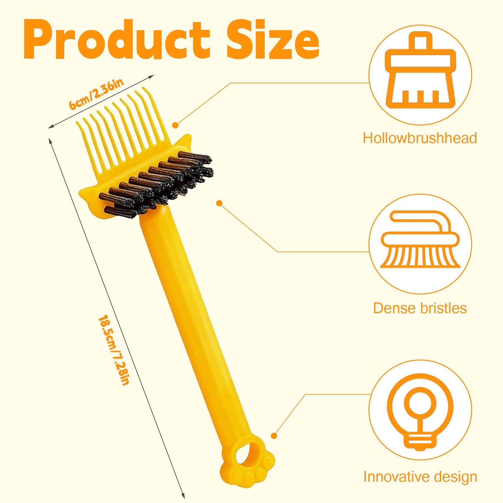 2 en 1 Herramienta de Limpieza de cepillos para el Cabello, Mini rascador Limpiador con púas y cerdas, Elimina Cabello y Polvo de peines para hogar y salón (Amarillo)