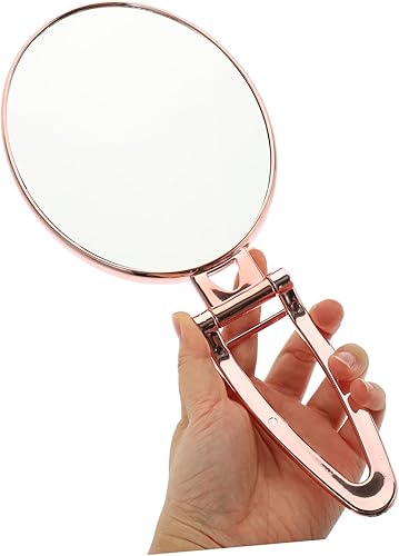 Miniatura 5 de FOMIYES Espejo de maquillaje plegable, espejo de tocador redondo, espejo de tocador para maquillaje, espejo de metal, espejo portátil de doble cara,