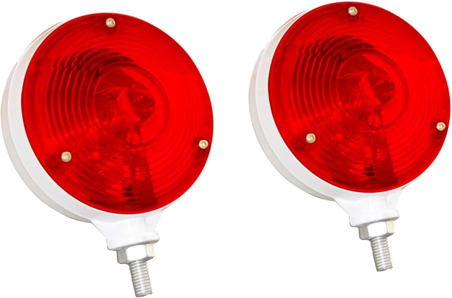 2Pcs 24V Bulbs 4" Round Double Face Turn Signal Lights White Red Double Face Lights Pedestal Lights, Dual Face Truck Trailer Lights RV Fender Stop Turn Tail and Parking Light