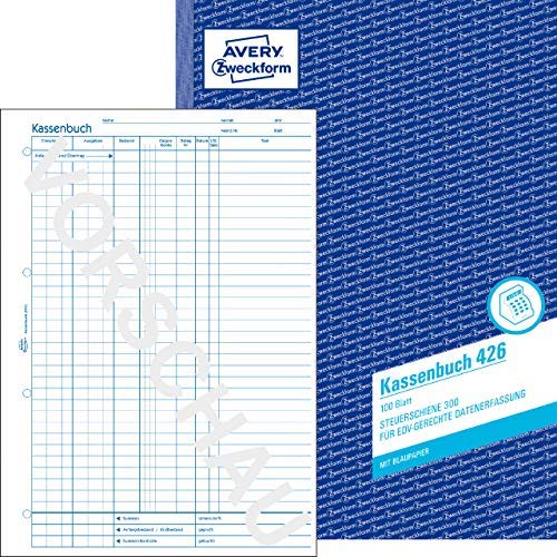 AVERY Zweckform 426 Kassenbuch (A4, nach Steuerschiene 300, 100 Blatt) weiß (3er Pack / A4 100 Blatt)