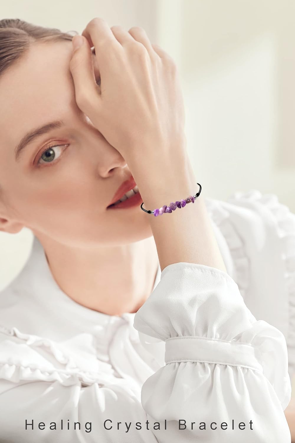 Miniatura 5 de Palotay Juego de pulseras de cristal natural curativo con chips de cristal, pulsera de chakras, ágata de amatista, piedras naturales, pulseras