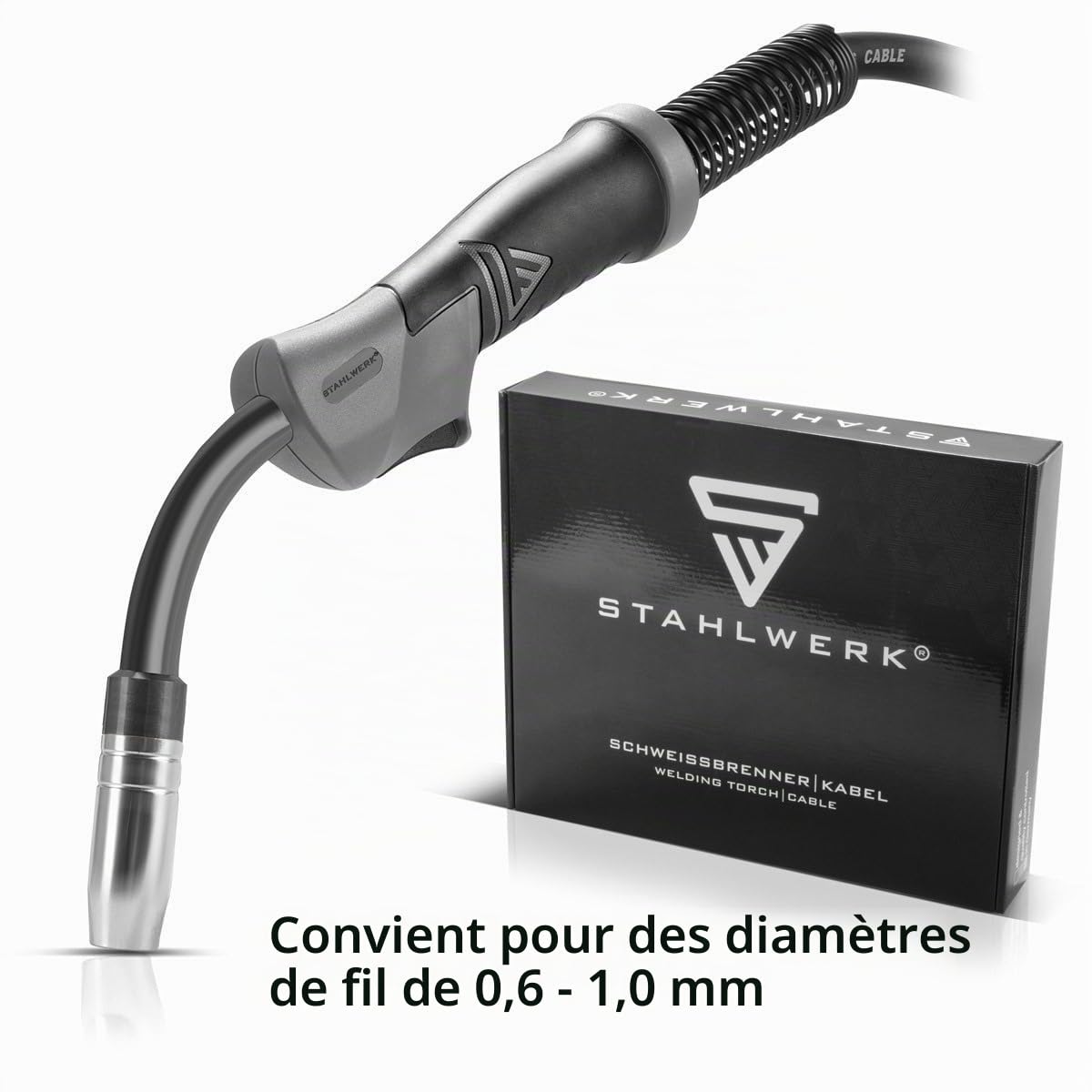 STAHLWERK AK15 | MB15 Torche de soudage avec 4 m de flexible, accessoires de soudage professionnels pour postes de soudage MIG MAG sous gaz protecteur avec raccord central européen