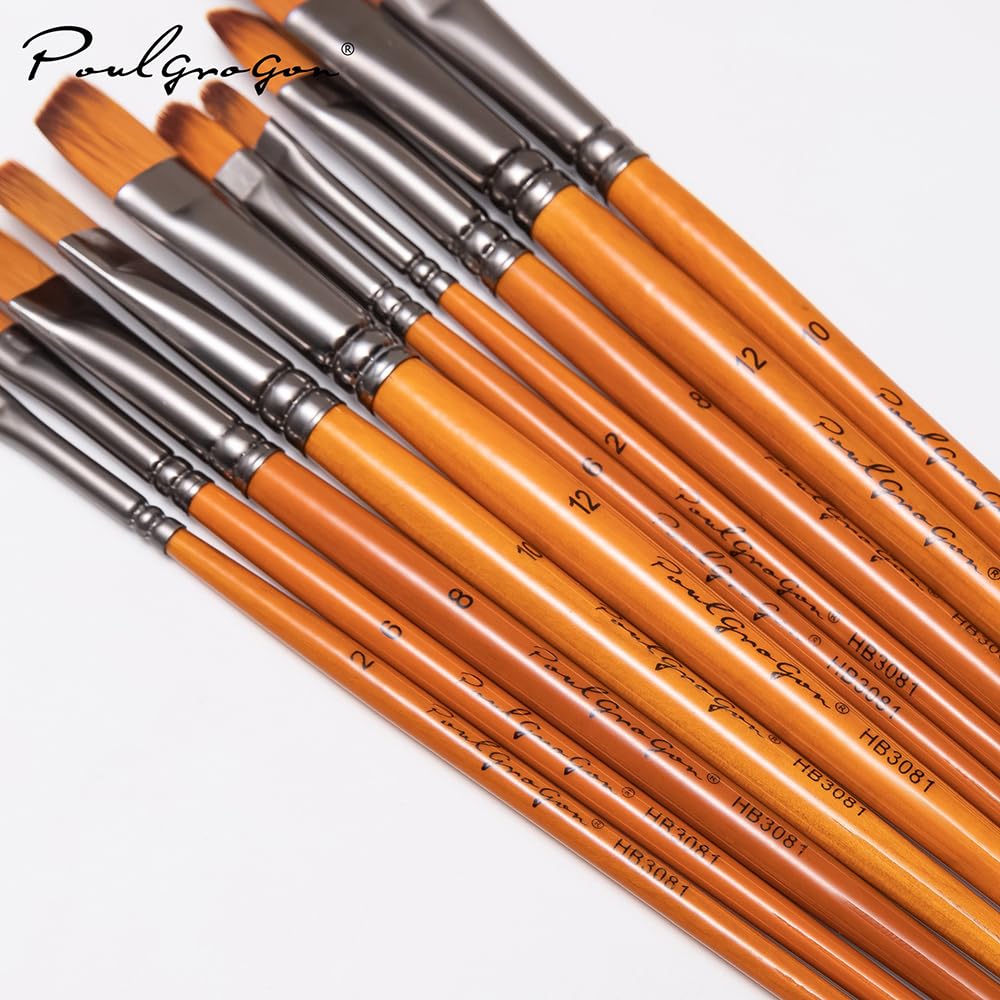 28PCS Professional Watercolor Gouache Painting Nylon Hair Birch Handle Brushes Round Filbert Flat Fan Angle Detail Drawing Kits Art (3)