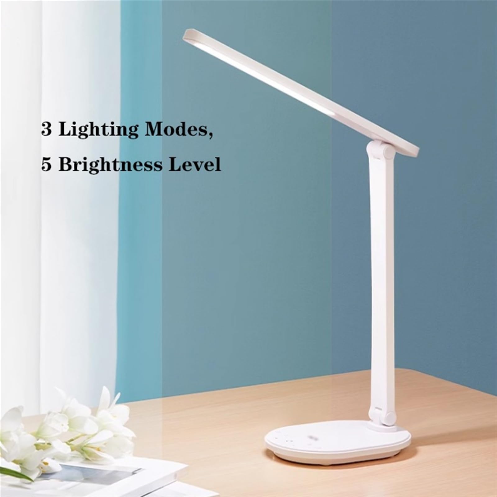 Lampka nocna Lampka biurkowa Lampa biurkowa LED z portem USB, ściemniana lampka na biurko do czytania z ochroną oczu do domowego biura, 9 poziomów jasności i 3 tryby oświetlenia, sterowanie dotykowe L