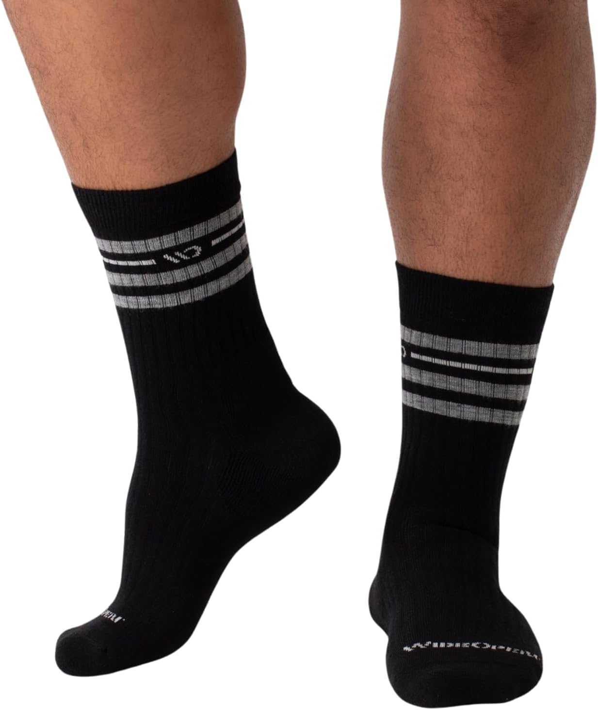 Wide Open Crew Merino Wool Socks - Vintage Stripe Everyday Wide Crew Socks for Men with Wide Feet