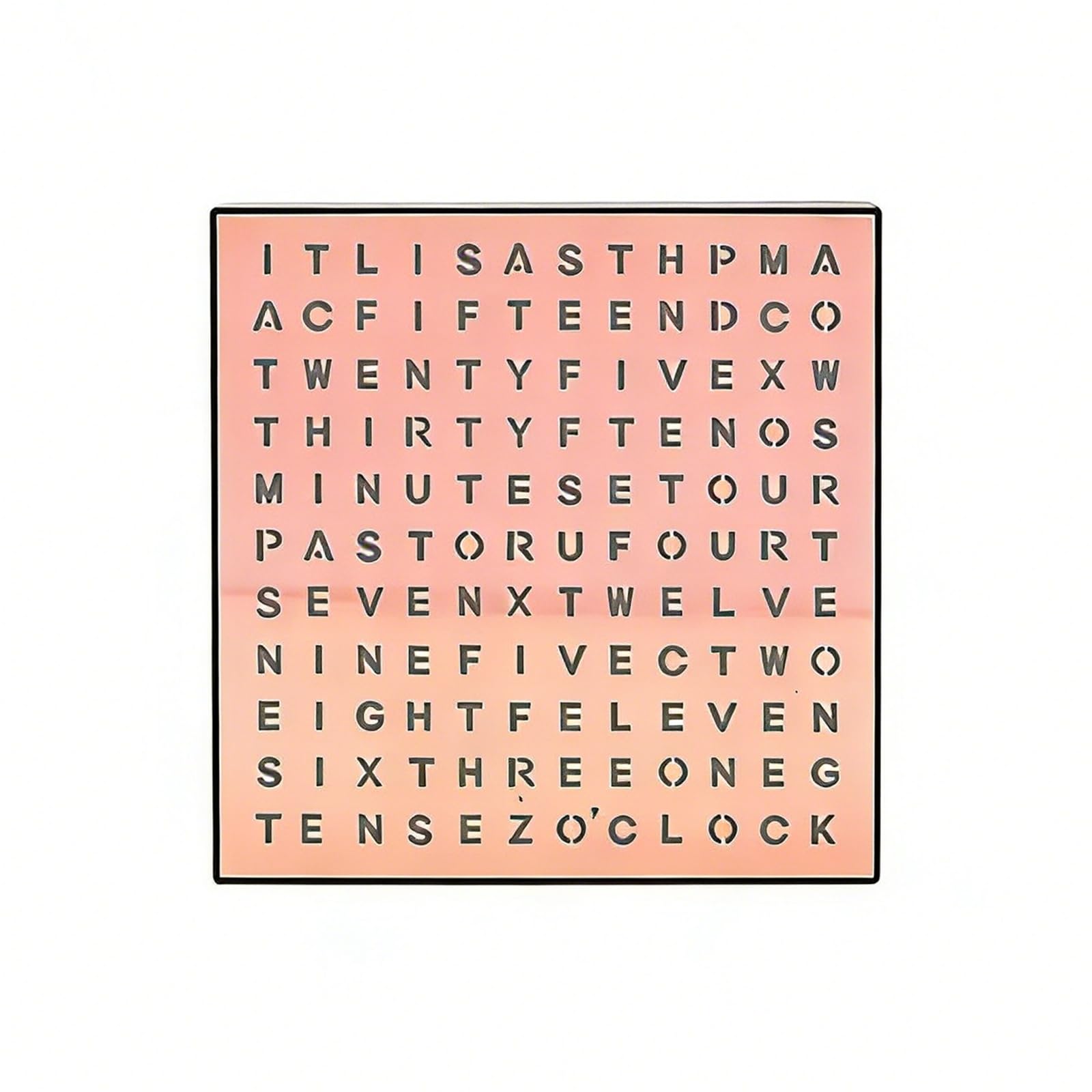 Horloge numérique Lumineuse à LED avec Affichage de l'heure en Toutes Lettres, à Fixer au Mur ou à Poser, idéale pour la Nuit ou Les environnements Peu éclairés.(Gold)