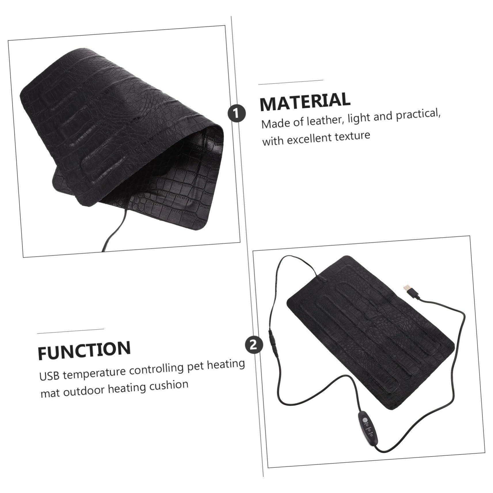 SUPVOX Almohadilla Eléctrica para Reptiles Esterilla Térmica Portátil de Cuero USB 3 Niveles para Terrario y Exteriores