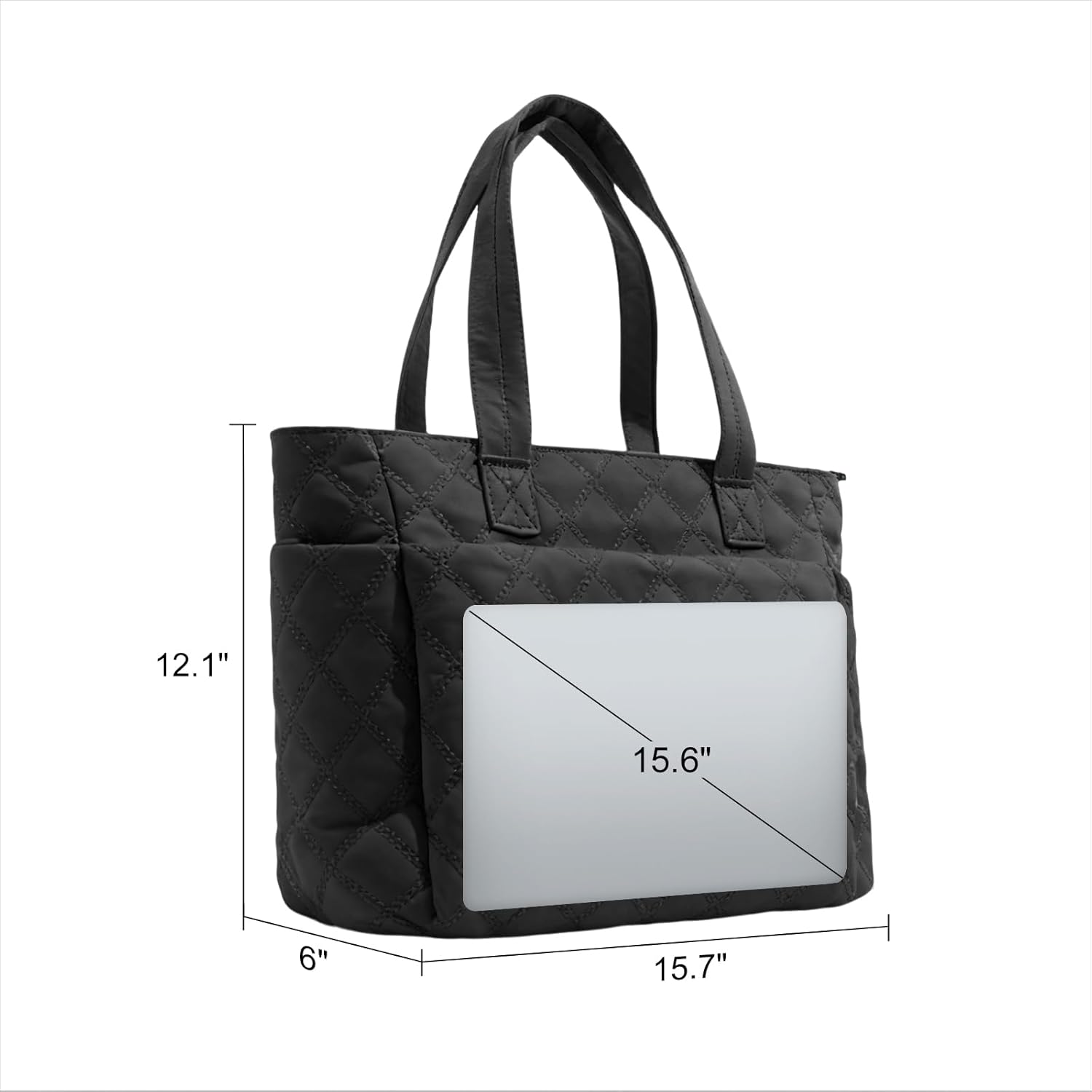 Tote Bag for Women,Lightweight Quilted Handbag with Compartments,Puffer Shoulder Bag with Zipper for Work,Travel,Gym - Image 3