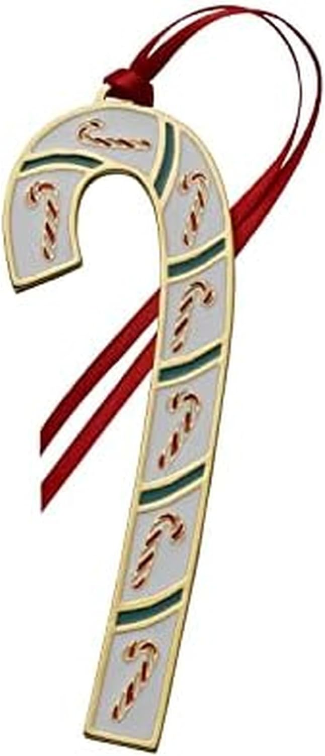 Wallace 41st Edition Gold Plated & Enameled Candy Cane Ornament, Multicolor