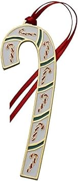 Wallace 41st Edition Gold Plated & Enameled Candy Cane Ornament, Multicolor