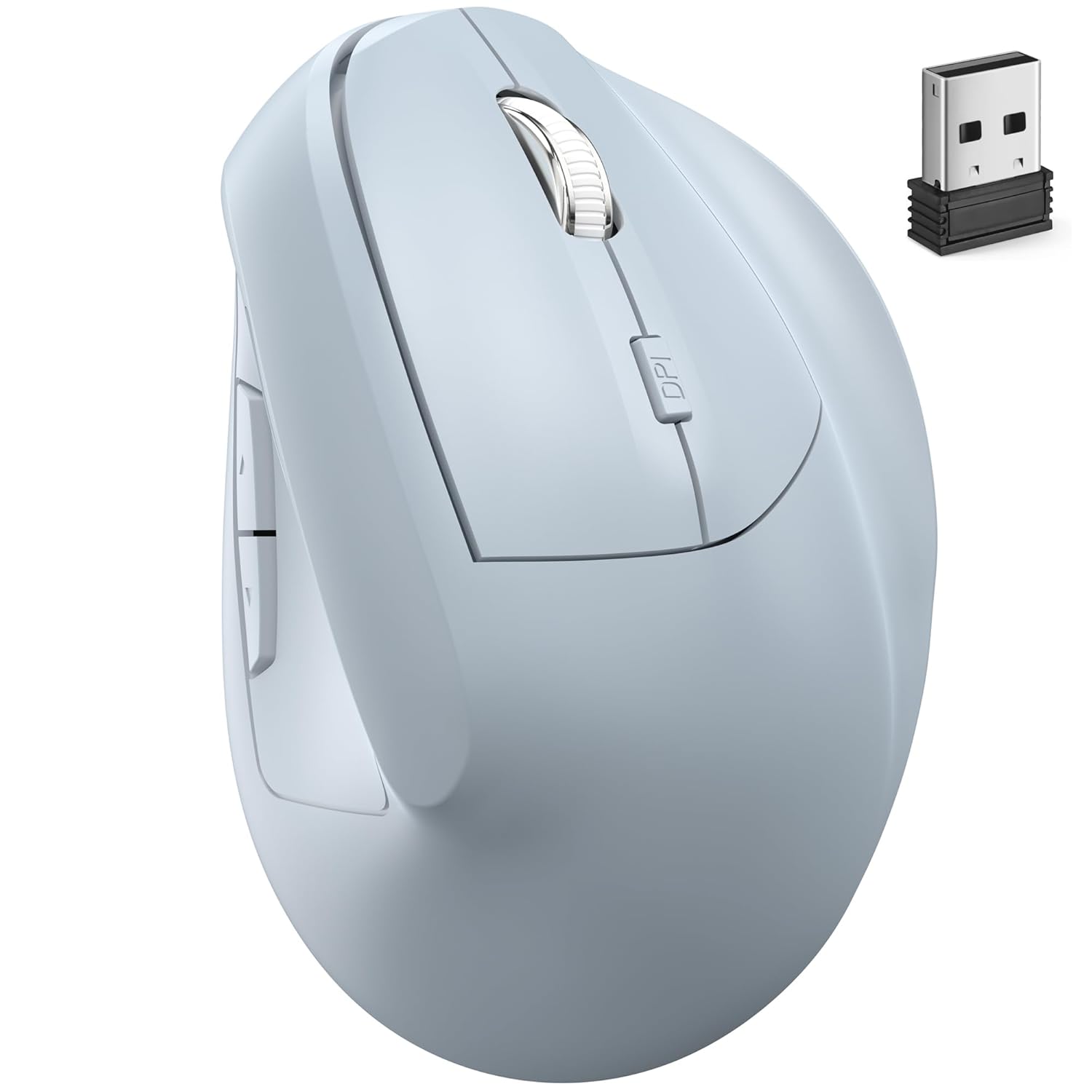 Wireless Mouse Ergonomic Bluetooth USB Dual Mode Vertical Silent Portable Multi Device Ergo Carpal Tunnel Mice for Mac