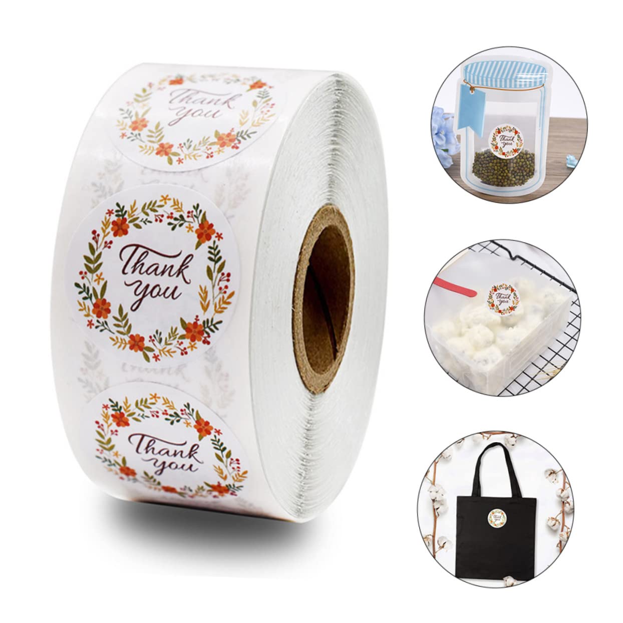 NUOBESTY 6rotoli Adesivi Decorativi Ringraziamento Di Etichette Autoadesive Per Regali Buste e Sacchetti Per Compleanni e Occasioni Speciali Facile Da Usare e Rimuovere