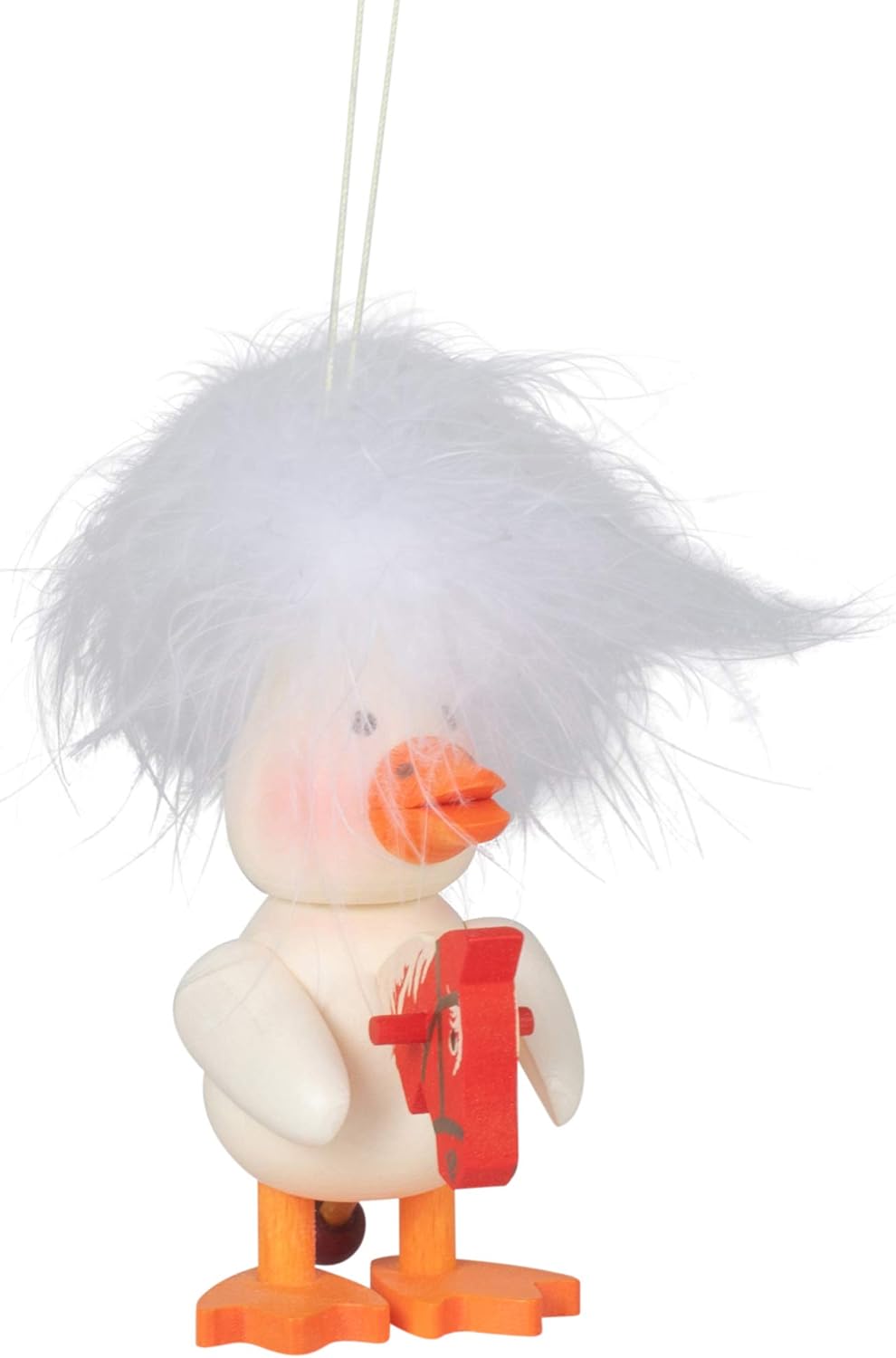White Wild Hair Ducky Rocking Horse 3 x 2 Wood Decorative Hanging Ornament