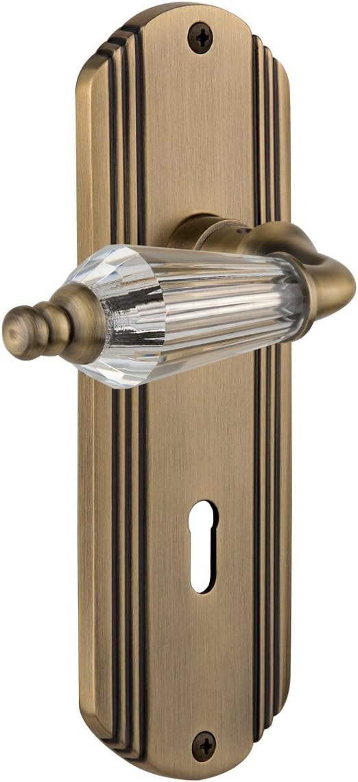 Nostalgic Warehouse Deco Plate with Keyhole Parlor Lever, Privacy - 2.75", Antique Brass