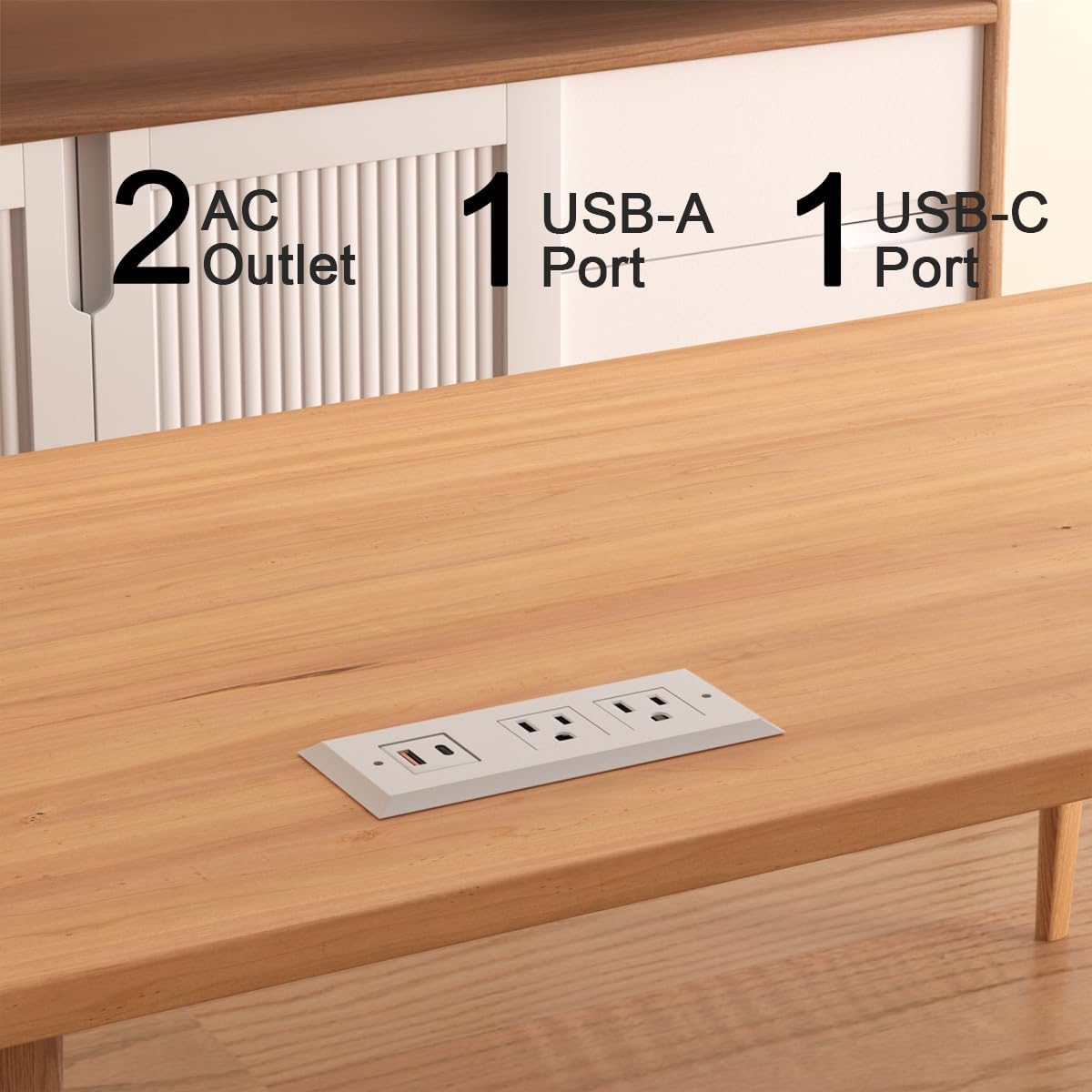 Recessed Power Strip - 2 Pack,20W USB C Fast Charging Station,18W QC3.0 USB-A,Flush Mount Desktop Power Strip with USB Ports,for Sofa Nightstand Counter,Flat Plug,6.5 ft Cord,White