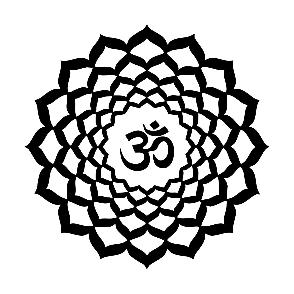 Lettering Decals Lotus Om Sanskrit Character Buddhism Mandala 36x36cm Multi Color Selection Small Black