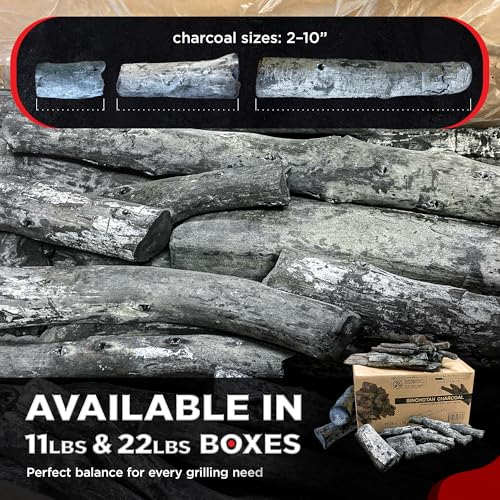 The Bincho Grill Binchotan Charcoal 11 lbs – Premium Japanese Grill Style Hardwood, 95% Carbon, Smokeless High-Heat, Long Burn for Yakitori, Reusable