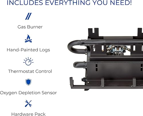 Vista 50 de Duluth Forge DLS-30R-1 Juego de troncos de chimenea sin ventilación de combustible dual con control remoto, uso con gas natural o propano líquido