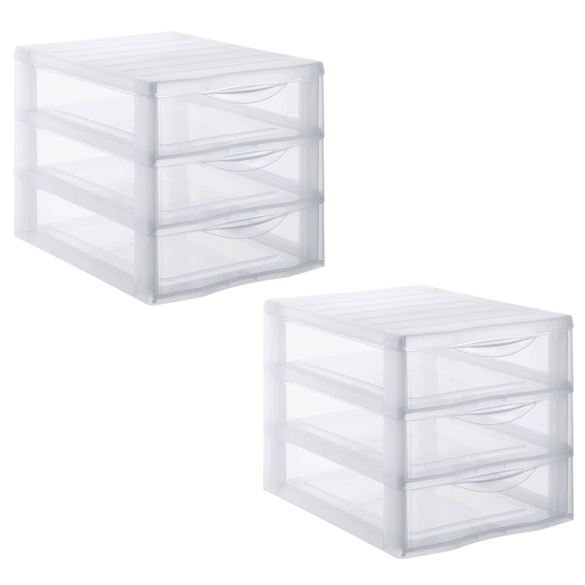 Sundis ORGAMIX Pack of 2 Transparent Plastic Storage Towers, 3 Drawers, DIN A4, Height 25.5 cm, Stackable, Ideal for Office, Yards, Documents, Accessories