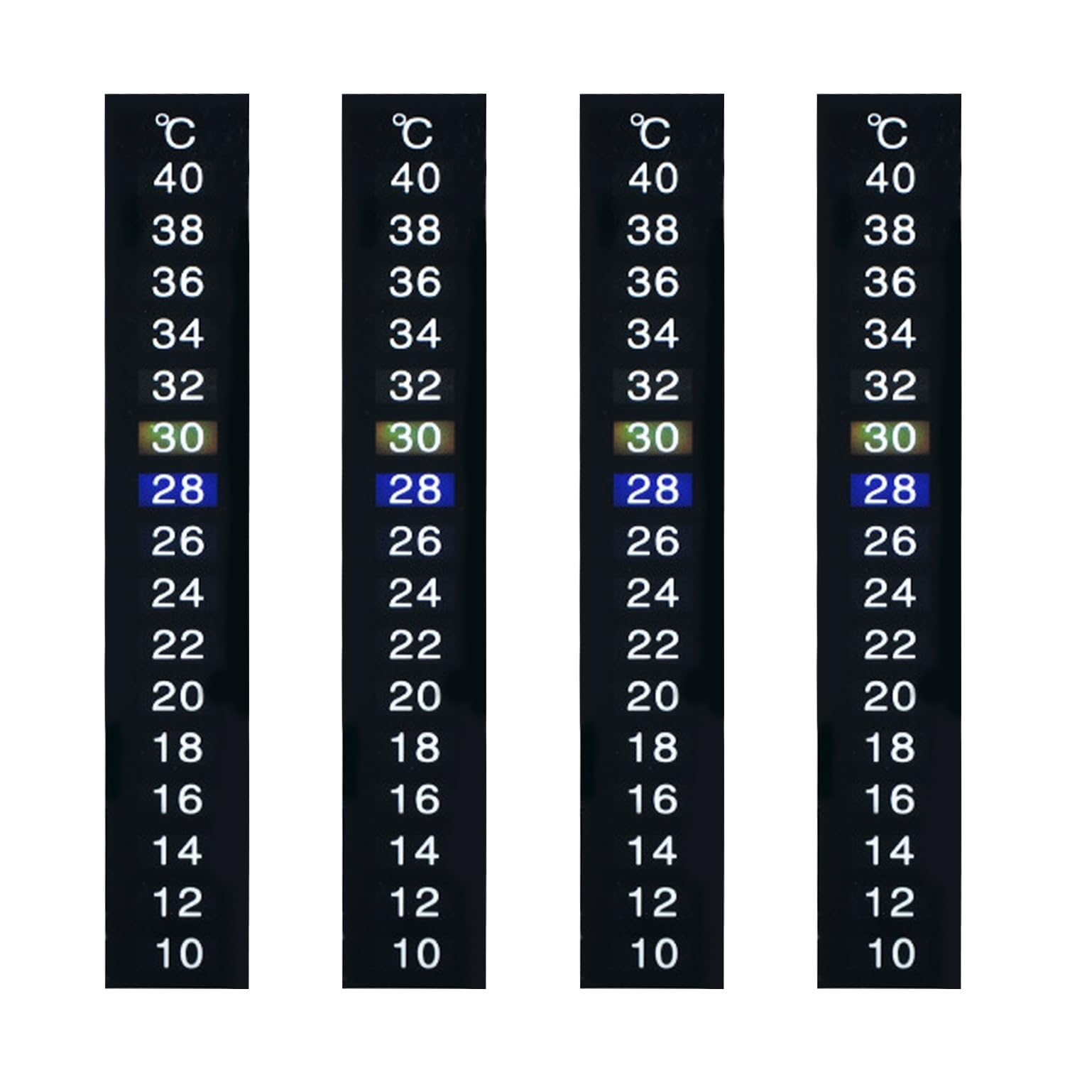 4 pegatinas autoadhesivas de temperatura del agua, termómetro de acuario digital, adecuado para el mantenimiento de tortugas, reptiles y peces ornamentales (negro)