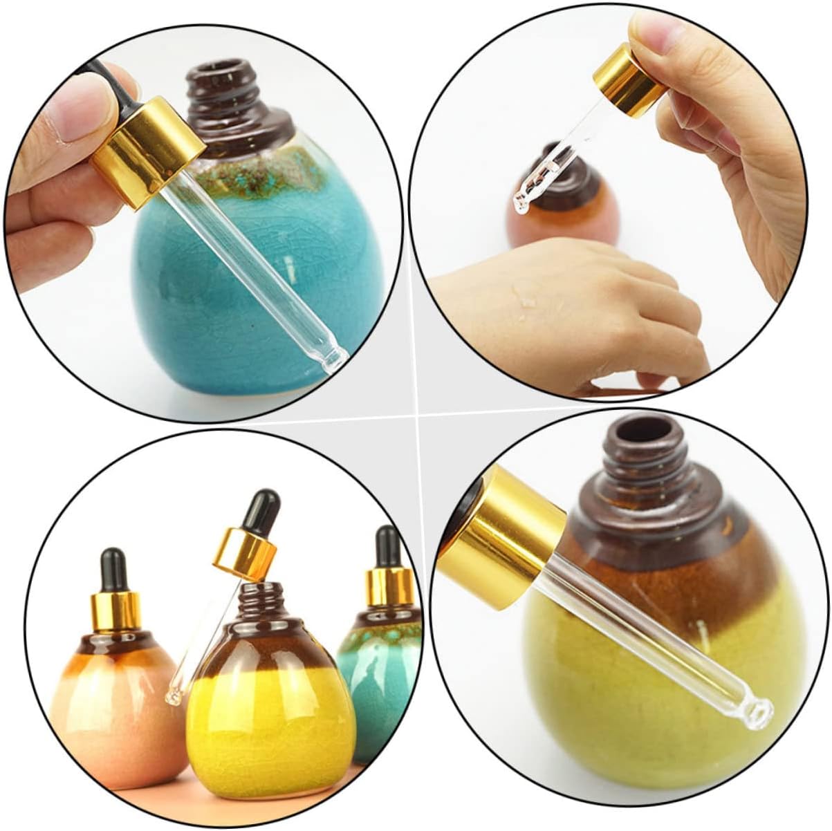 50ml Essential Oil Dispenser Bottle Dropper Sealed Light-Proof Ceramic Oil Storage for Travel Accessories Suitable for Aromatherapy and Home Use