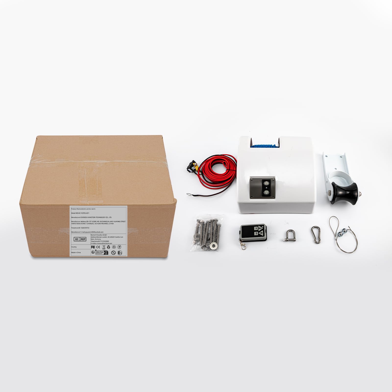 Elektrische Ankerwinde 12V, 25LBS Elektrische Seilwinde für Boote mit Drahtloser Fernbedienung, Robuste und Wireless Control Marine Boot Zubehör, Süßwasser Salzwasser Bootswinde für Anker