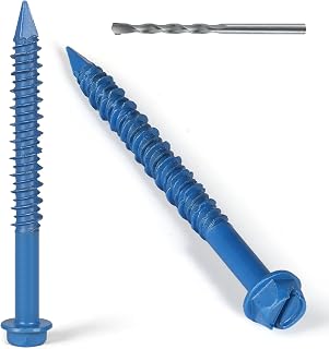 VGBUY 1/4 x 3-1/4 Inch Concrete Screws, 30 Pack Hex Head Masonry Anchors with Drill Bit for Brick, Block, Cement, Stucco