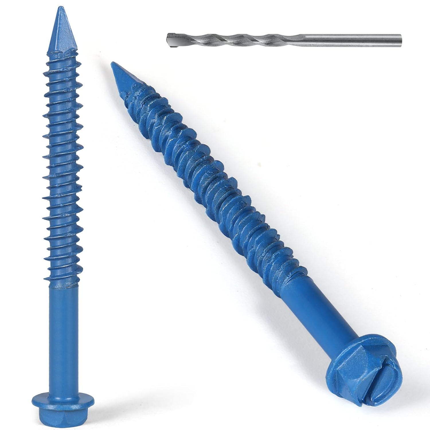 VGBUY 1/4 x 3-1/4 Inch Concrete Screws, 30 Pack Hex Head Masonry Anchors with Drill Bit for Brick, Block, Cement, Stucco