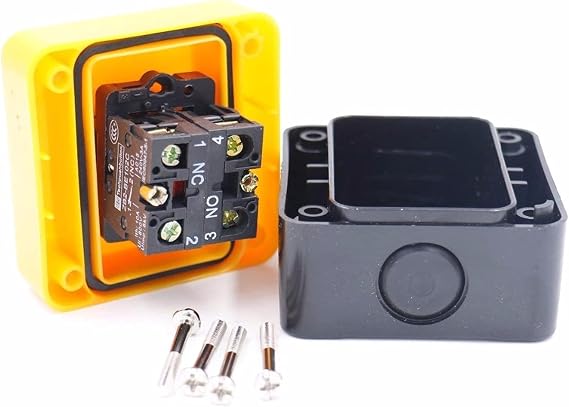 AMSH Red Sign Emergency Stop Push Button Weatherproof Pushbutton Switch 660V with Box