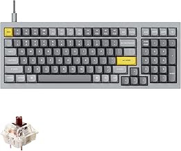 Keychron Q5 96% Layout Wired Custom Mechanical Keyboard, Hot-Swappable Gateron G Pro Brown Switch, QMK/VIA Programmable Macro, Full Aluminum, RGB Backlight, Double Gasket for Linux Mac Windows - Grey