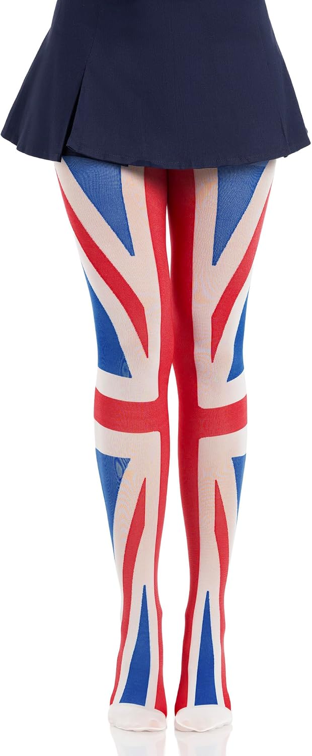 Leg Avenue Fashion Tights, Opaque Tights with Union Jack Flag Pattern