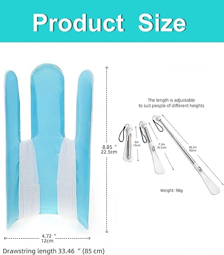 Miniatura 6 de Kit de ayuda para calcetines - Dispositivo de ayuda para personas mayores con cuerno de zapato ajustable, ayudante de calcetín flexible fácil de