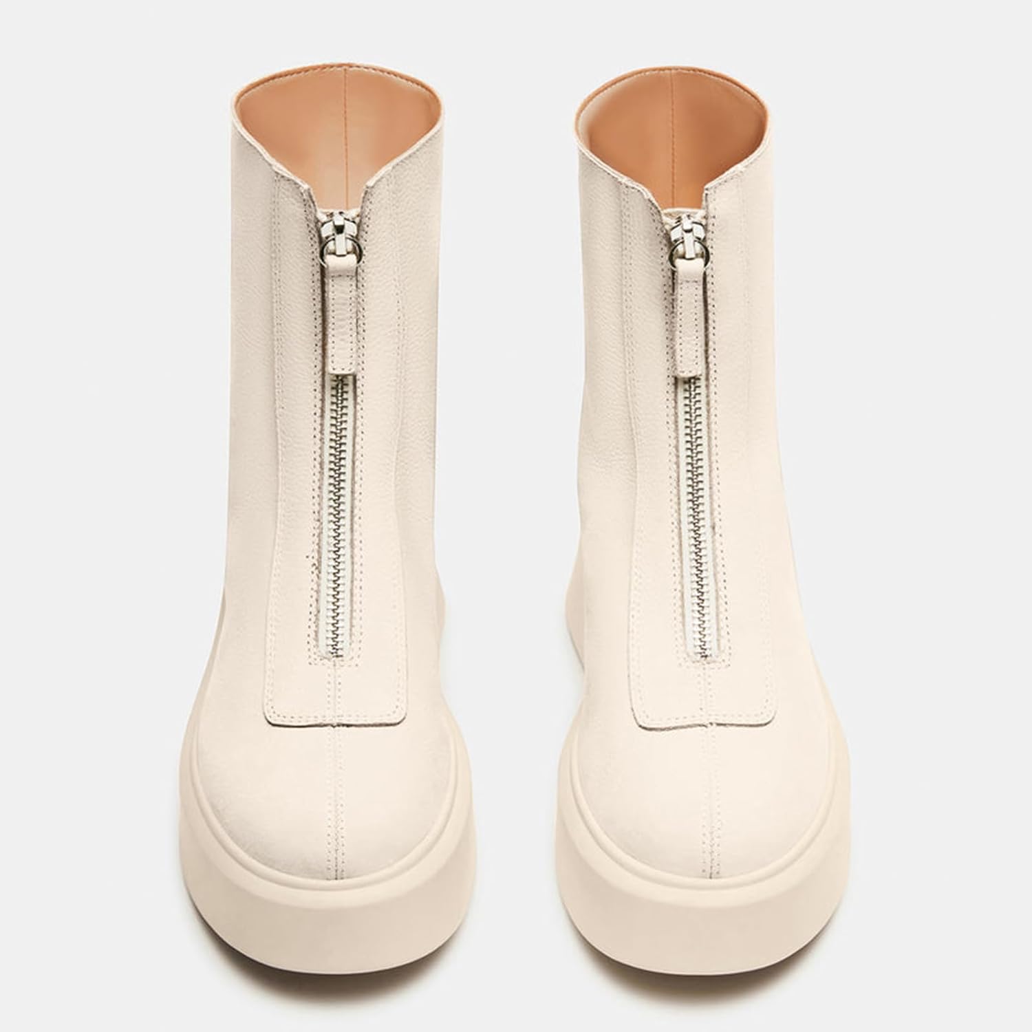 Women's Platform Ankle Boots Leather Boot Chelsea Booties Block Heel Round Toe Short Combat Boots Comfortable Zipper Winter Snow Boot Casual Dessy - Image 5