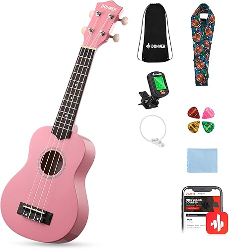 Miniatura 23 de Donner Ukelele soprano para principiantes, ukelele mate de 21 pulgadas, kit para principiantes con correa para bolsa, afinador, cuerdas, púas