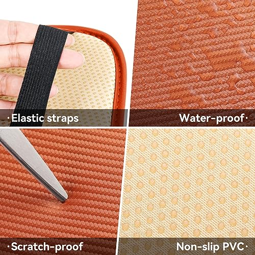 Amiss Car Center Console Pad, Universal Waterproof Car Armrest Seat Box Cover, Car Interior Accessories, Carbon Fiber PU Leather Auto Armrest Cover Protector for Most Vehicle, SUV, Truck, Car (Orange)