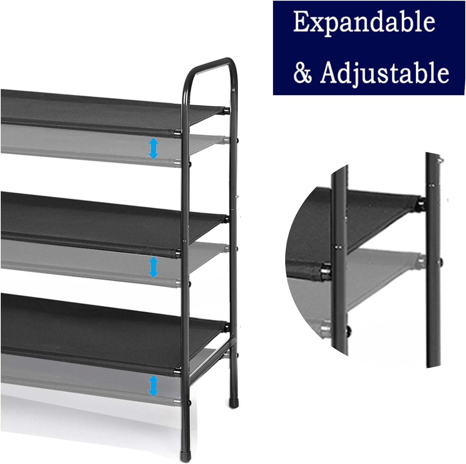 MAX Houser 3 Tier Free Standing Metal Shoe Rack Black