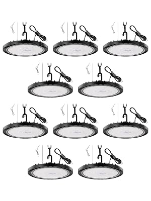 LED High Bay Light 300W 30000LM Commercial Bay Lighting with US Plug 5ft Cable 6000K Daylight High Bay