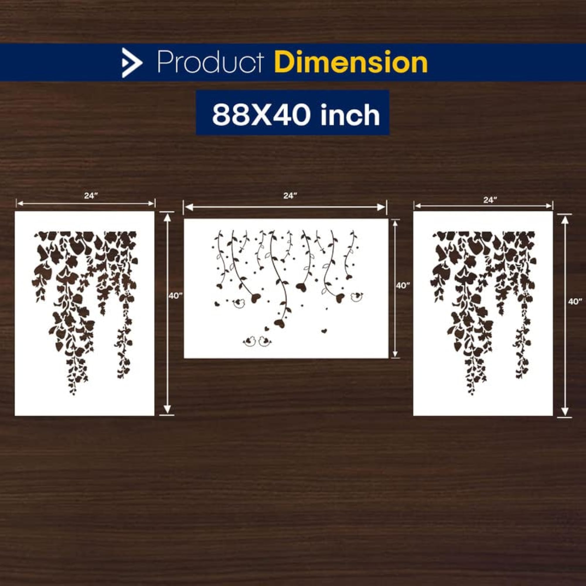 Pack of 3 Wall Stencils for Home Decor