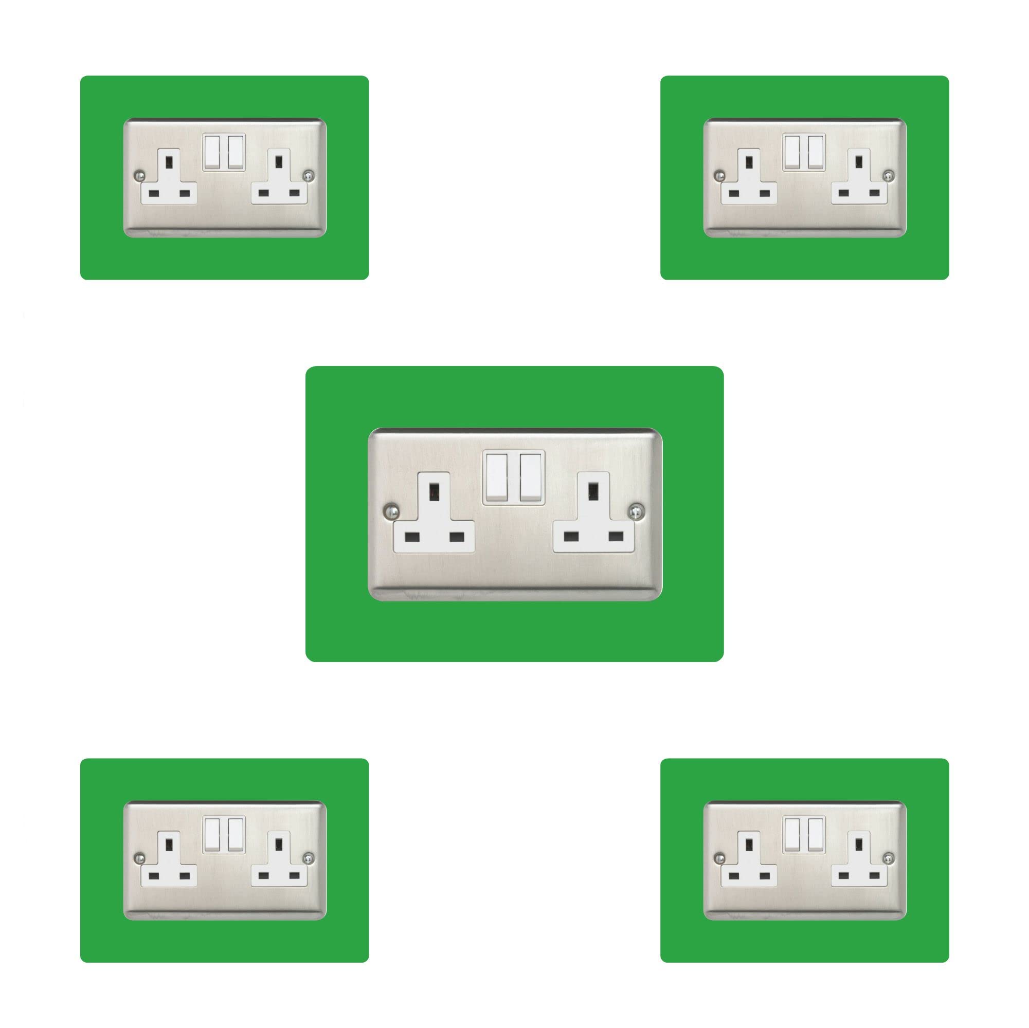 5X Double Socket Surround, Acrylic Back Panel or Plate, Protect Wall from Finger Prints, Colour:Light Green — image 1