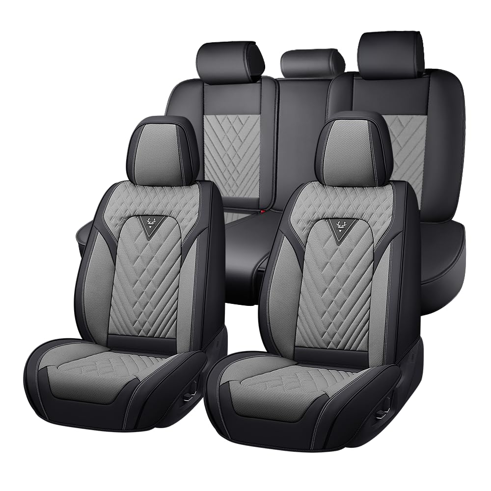 Copri Sedile Auto Universale Per Ford KA RU8 2008-2013 2014 2015 2016, Coprisedili Auto Impermeabile Traspirante，Pelle Nappa，Resistente All'usura(Black gray)