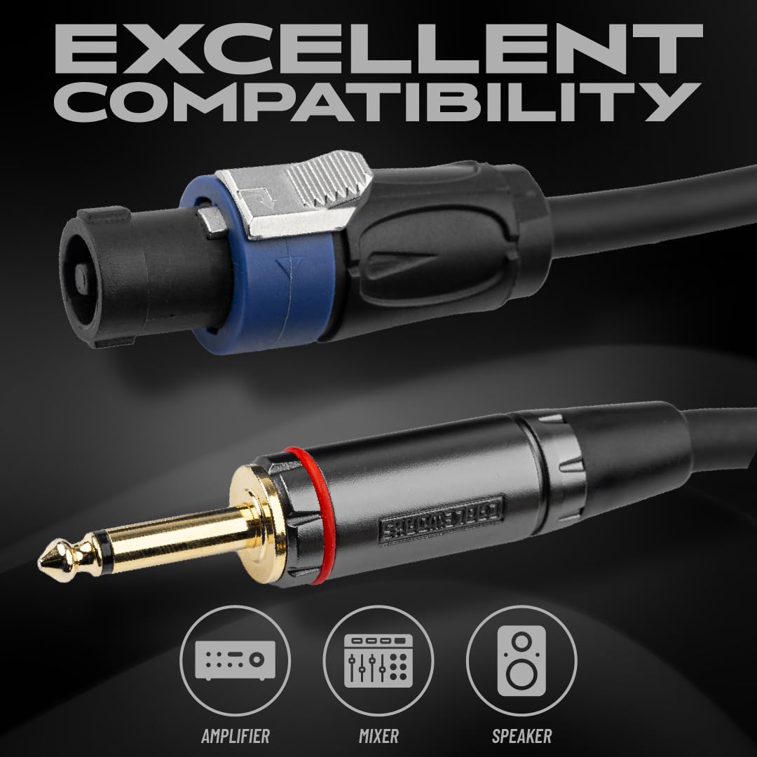 Cableworks By Gator Cases Headliner Series Premium 6 Foot TS to Twist Lock Connector Speaker Cable, (GCWH-SPK-06-1TL)