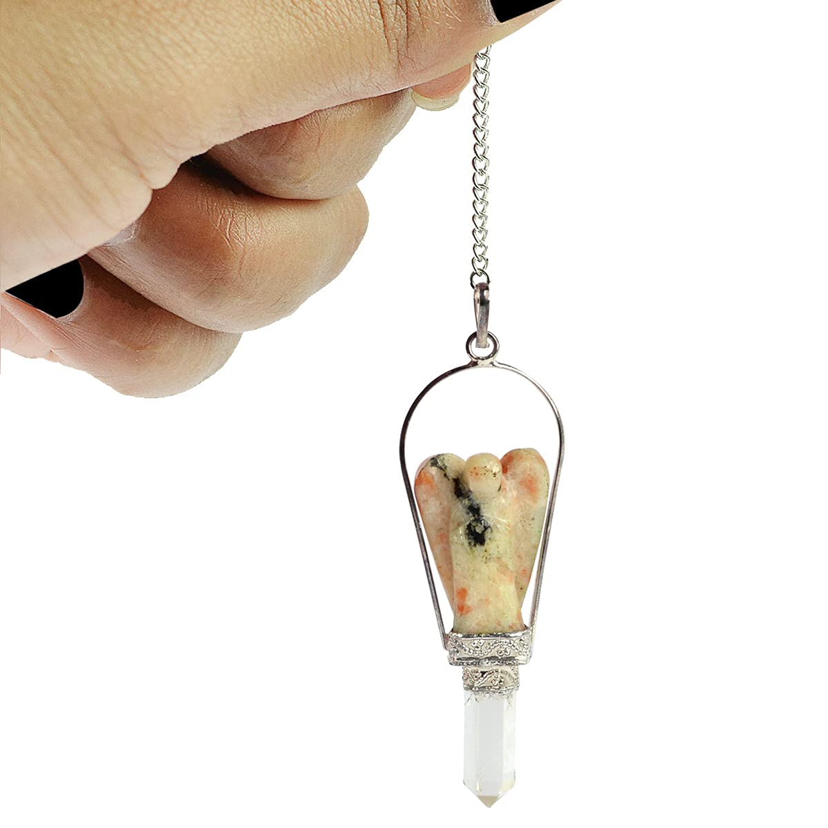 Reiki Crystal ProductsReiki Crystal Products Natural Sunstone Dowser Pendulum Crystal Stone Angel Dowser Pendulum Dowsing for Healing Gemstones (Color : Peach)