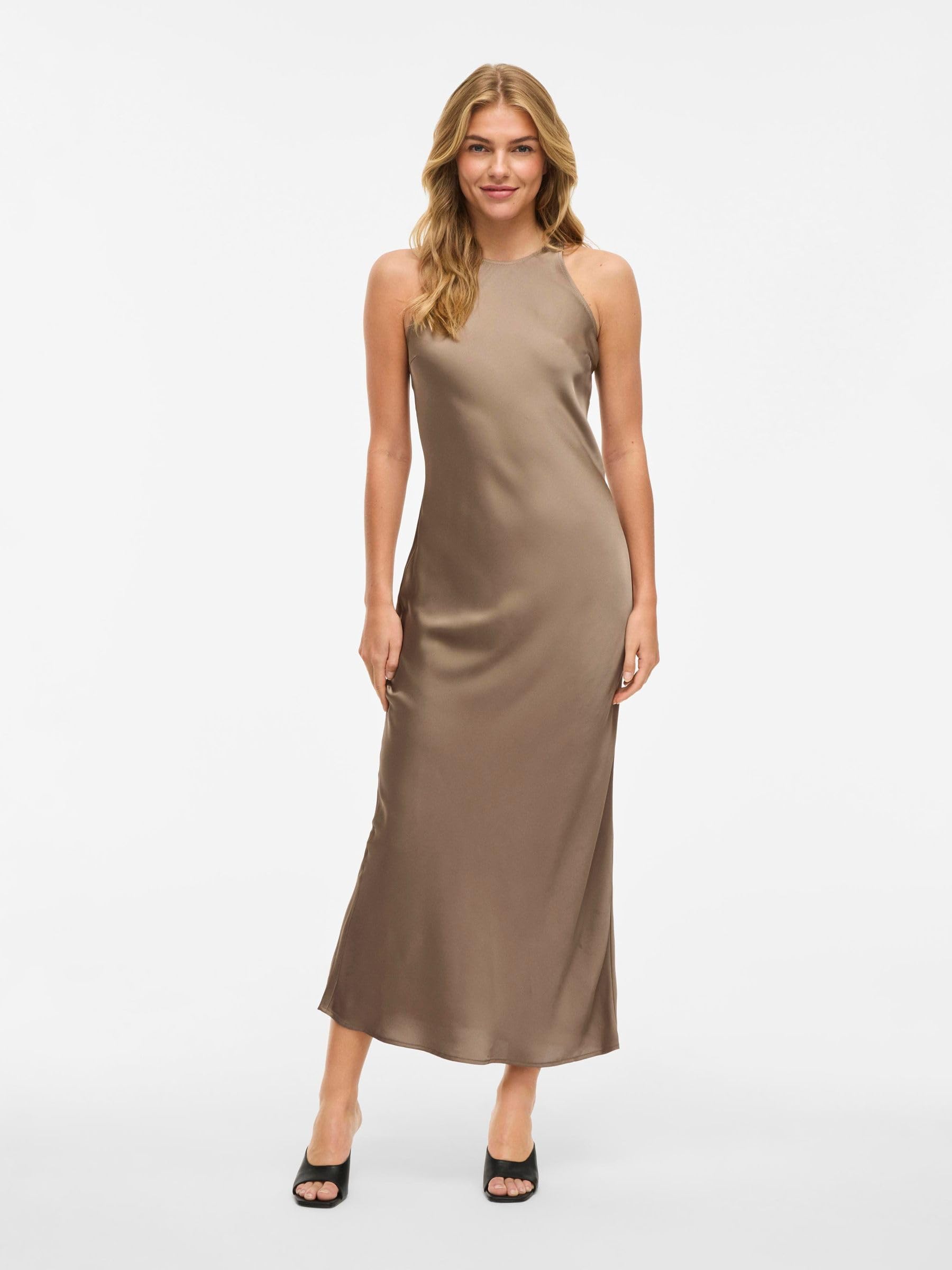 Vila Female Maxikleid Female Damen Maxikleid VIRAVENNA – Ärmelloses Sommerkleid mit Rundhalsausschnitt und fließender Passform