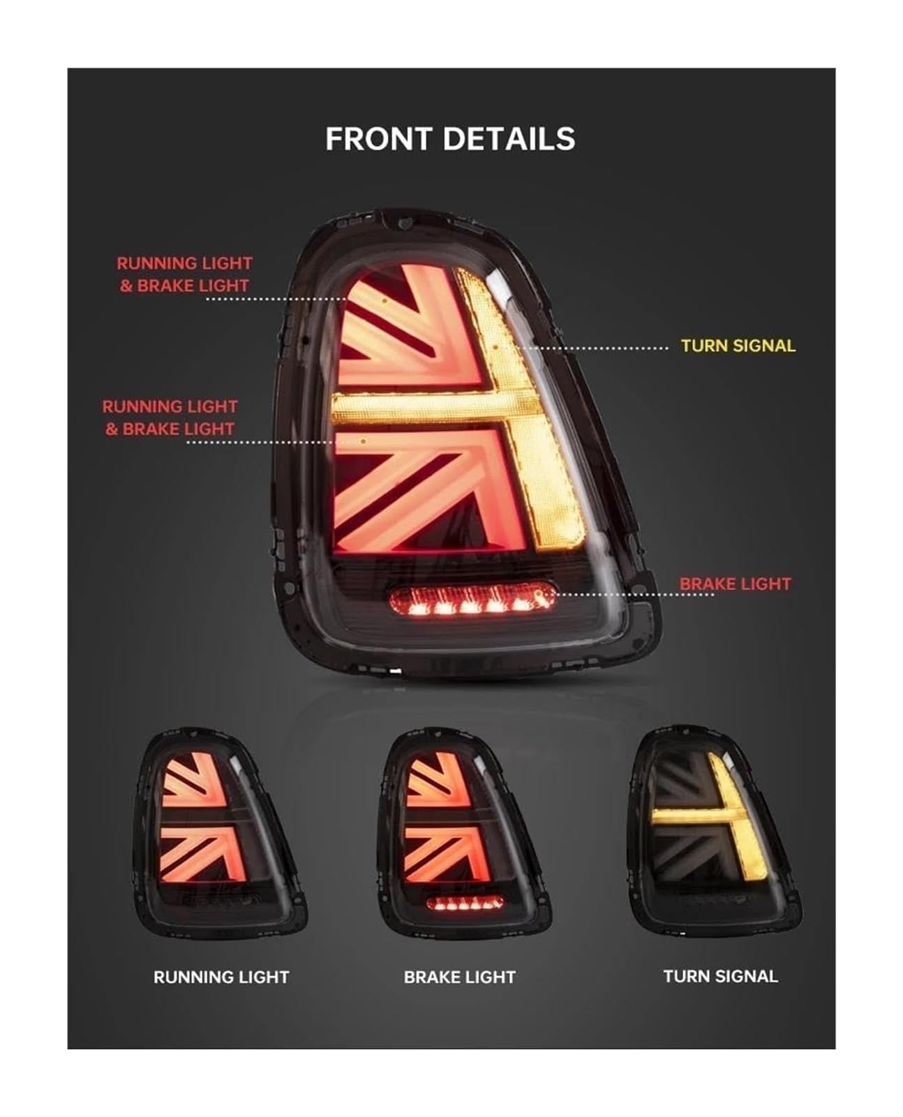 Para R56 Para R57 Para R58 Para R59 Señal Giro Luz Freno Conjunto Lámpara Marcha Atrás Conjuntos Trasera Coche Señal Giro Espejo(2 Sides Smoke,2011-2013)