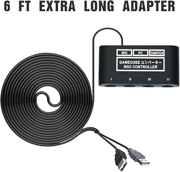 Gamecube Controller Adapter for Switch /OLED /Switch 2, Gamecube Adapter Compatible with PC Wii U with 4 Ports 6 FT Cable Support Turbo and Vibration for Gamecube Controller Play Super Smash Bros
