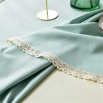 Linen Round Tablecloth Waterproof Wrinkle and Stain Resistant Washable Table Cloth for Kitchen Dining Room Holiday Dinner (Light Blue, 53 Inch)