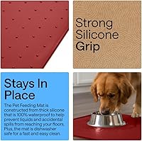 Vista 123 de GORILLA GRIP - Tapete de silicona 100% impermeable con bordes elevados sin BPA para mascotas, tapetes para alimentos de perros y gatos que contienen