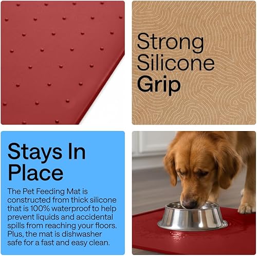 Miniatura 123 de GORILLA GRIP - Tapete de silicona 100% impermeable con bordes elevados sin BPA para mascotas, tapetes para alimentos de perros y gatos que contienen